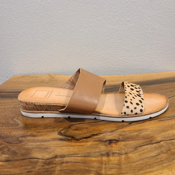 Dolce Vita Vala Leopard Print Calf Hair Slide Sandals - Picture 8 of 12